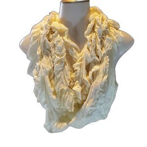Infinity Scarf Ruffled Cream Unisex Soft Lightweight Warm Cozy Fashion Accessory